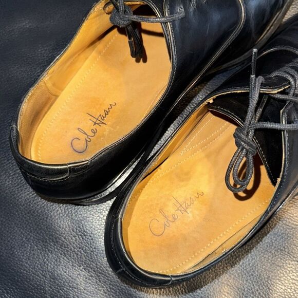Cole Haan Air Madero Black Leather Cap Toe Nike Air Oxford Dress Shoes - Picture 5 of 11